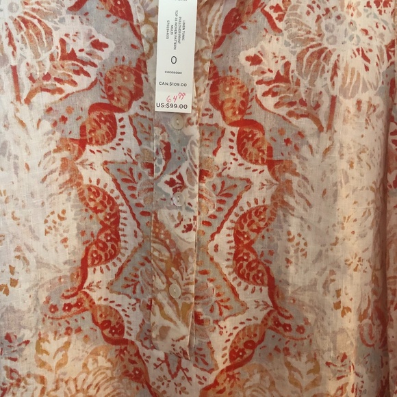Chico’s Linen Tunic Pullover Blouse size 0 - Picture 3 of 3
